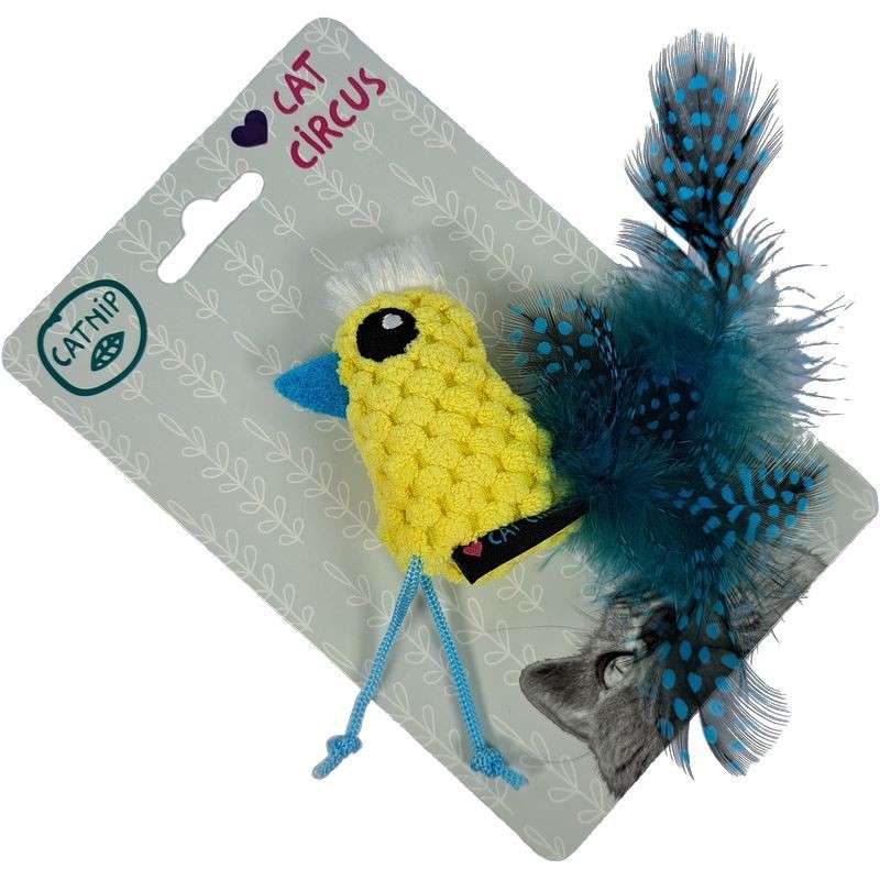 Jouet pour chat avec herbe à chat et plume