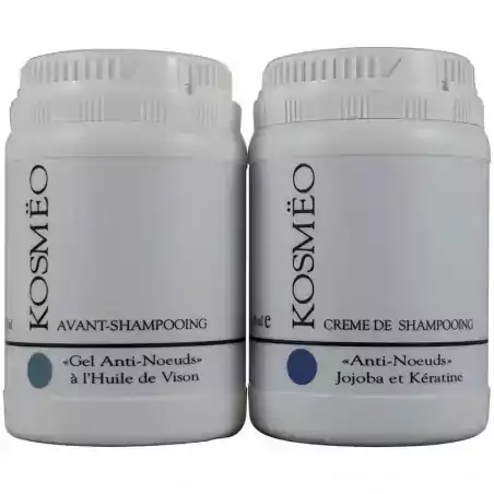 DUO 1 gel anti-noeud + crème de shampooing - pour chien, chat, chiot, chaton - Kosmeo