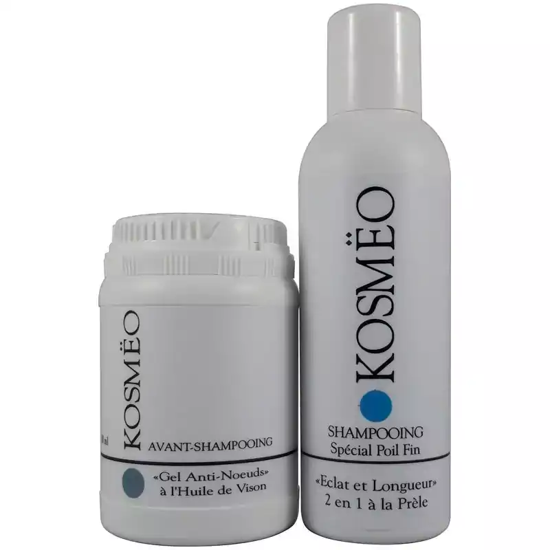 DUO 5 gel anti-noeud + Longueur et Eclat - Pour tous les poils fins longs ou courts - pour chien - chat - KOSMEO DUO 5 gel anti-noeud + Longueur et Eclat - Pour tous les poils fins longs ou courts - pour chien - chat - KOSMEO