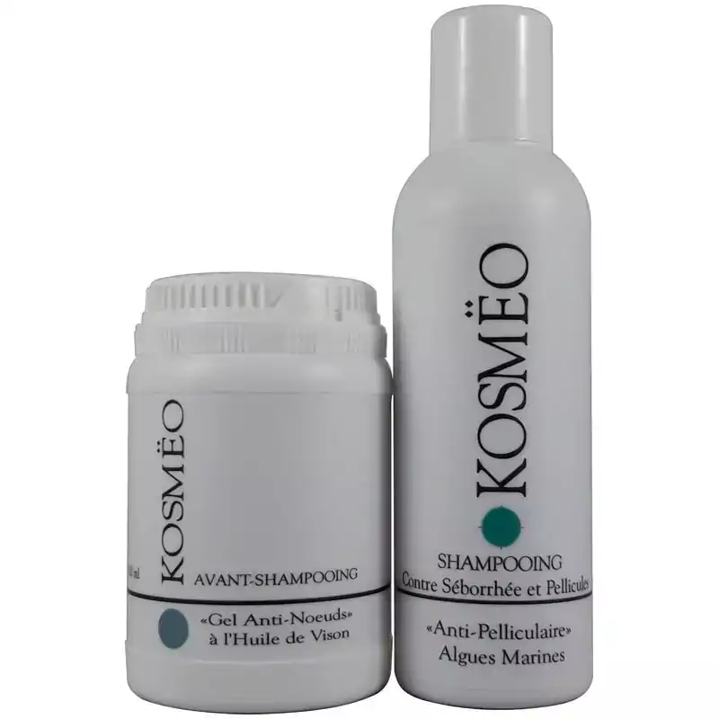 DUO 6 gel anti-noeud + Anti-pelliculaires aux Algues Marines - pour les peaux séborrhiques ou avec pellicules - chien - chat DUO 6 gel anti-noeud + Anti-pelliculaires aux Algues Marines - pour les peaux séborrhiques ou avec pellicules - chien - chat